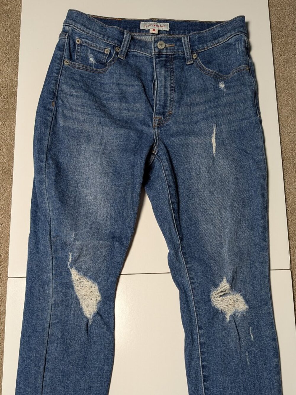 Lucky Brand Bridgette High Rise Skinny Jeans 6 Distressed